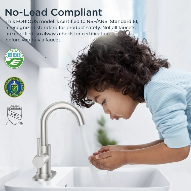 Alt view image 4 of 7 - Bathroom Faucet 1 Hole 2 Pack Single Handle Sink Faucet Nickel with 6-inch Deck Plate for 1 or 3 hole(4-inch centerset)Sink Setup, Supply Lines and Drain, Swivel for Bar Kitchen RV Vanity