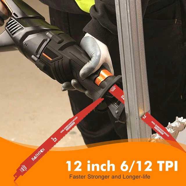 Alt view image 3 of 7 - 25 Pack 12 Inch 6/12 Tpi Reciprocating Saw Blades for Nail-Embedded Wood for Wood & Nail-Embedded Wood, Bi-Metal Sawzall Blades, Dual Tooth Design, with 8% Cobalt, Longer Life & Faster Cutting Speed
