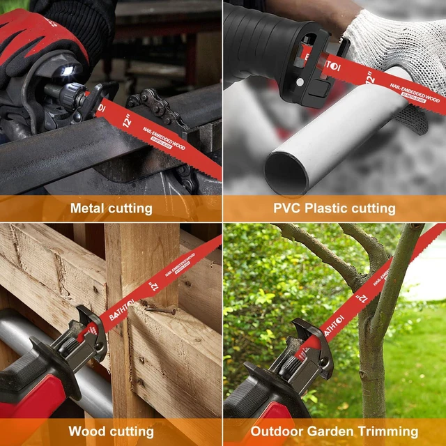Alt view image 4 of 7 - 25 Pack 12 Inch 6/12 Tpi Reciprocating Saw Blades for Nail-Embedded Wood for Wood & Nail-Embedded Wood, Bi-Metal Sawzall Blades, Dual Tooth Design, with 8% Cobalt, Longer Life & Faster Cutting Speed