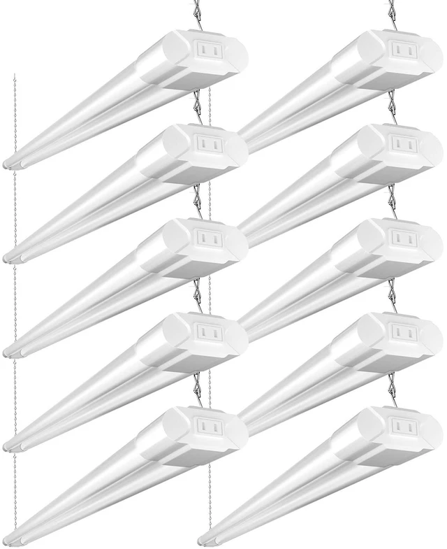 Main image of 10 Pack 4FT LED Shop Light, 5000K, 40W=250W, 4000LM, 4 Linkable 48Inch Integrated Utility Fixture, Surface&Hanging Mount, Super Bright Shop Lights for Workshop Garage Basement, White