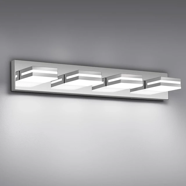 Main image of Modern LED Stainless Steel Chrome Acrylic Bathroom Lights Fixtures 4-Light Wall Lighting,Vanity Lights for Bathroom Over Mirror 6000K 350°RotateNo Assembly Required