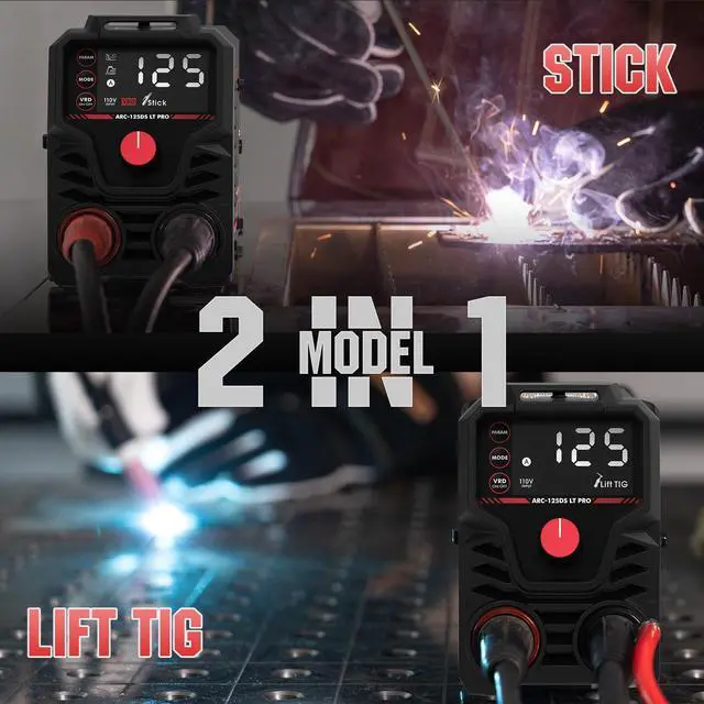 Alt view image 3 of 7 - 125Amp Mini Stick Welder ARC Welding Machine with Lift TIG Torch Portable Large LED Display Hot Start Arc force IGBT 110V MMA Welder Machine