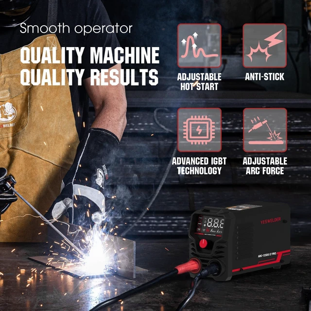 Alt view image 5 of 7 - 125Amp Mini Stick Welder ARC Welding Machine with Lift TIG Torch Portable Large LED Display Hot Start Arc force IGBT 110V MMA Welder Machine