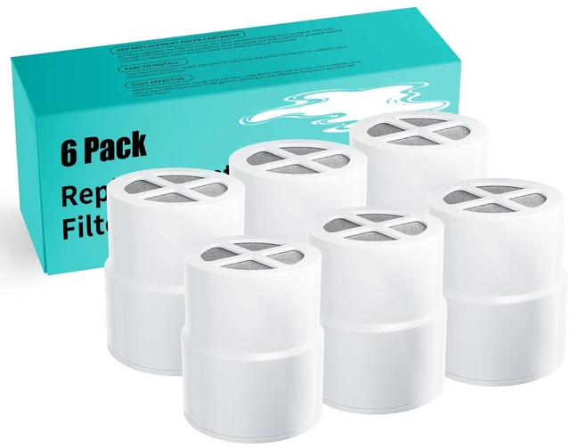 Main image of Shower Head Filter Replacement Compatible with Jolie, 6-Pack Compatible with Jolie showerheads. Features KDF with Vitamins C & E. Durable structure withstands 40°F-110°F water