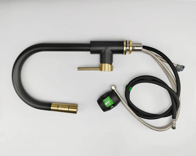 Alt view image 7 of 7 - Black Gold Kitchen Faucet,Stainless Steel Pull down Sprayer, cUPC Cartridge,without deck plate,For 1 Hole Sink