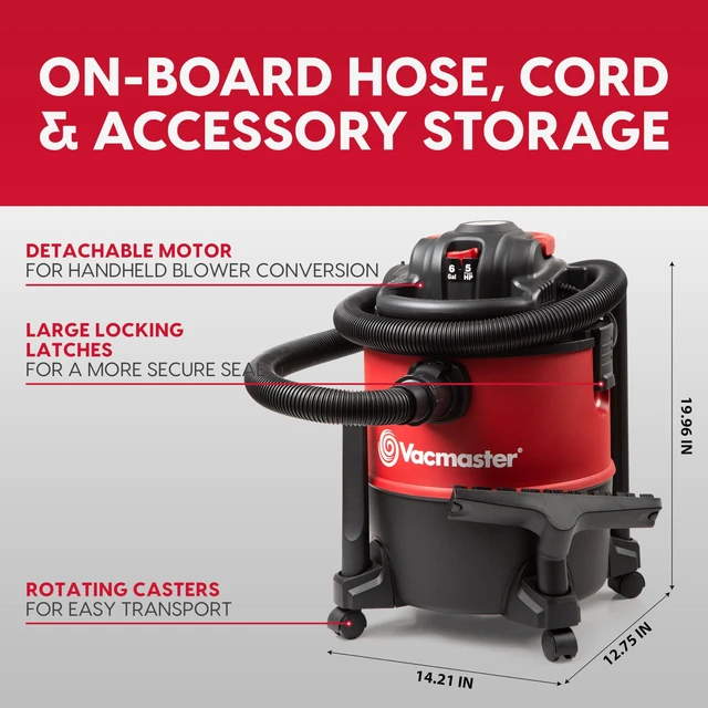 Alt view image 7 of 7 - VBVB611PF 1101 6 Gal 5 Peak HP Wet/Dry Vac w. Detachable Blower