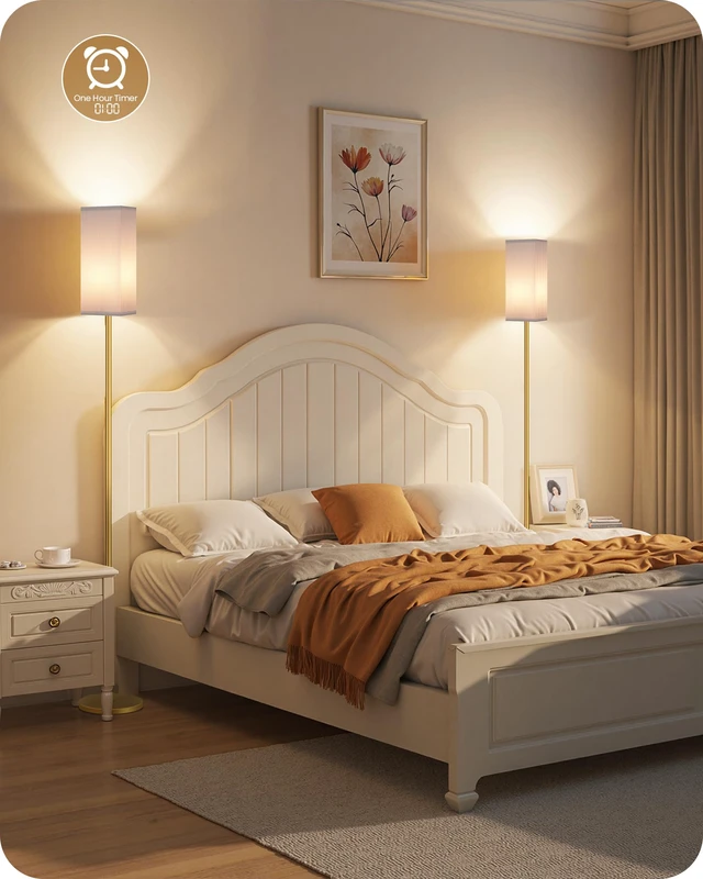 Alt view image 7 of 7 - 2Pack 64.2 Dimmable Floor Lamp for Living Room with Remote & Foot Switch, Corner Floor Lamp for Bedroom, Includes A19 Bulb, Modern Standing Tall Lamp, ETL Listed White and Gold DCW17LDP205