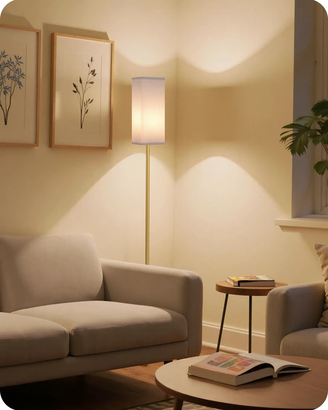 Alt view image 5 of 7 - 2Pack 64.2 Dimmable Floor Lamp for Living Room with Remote & Foot Switch, Corner Floor Lamp for Bedroom, Includes A19 Bulb, Modern Standing Tall Lamp, ETL Listed White and Gold DCW17LDP205