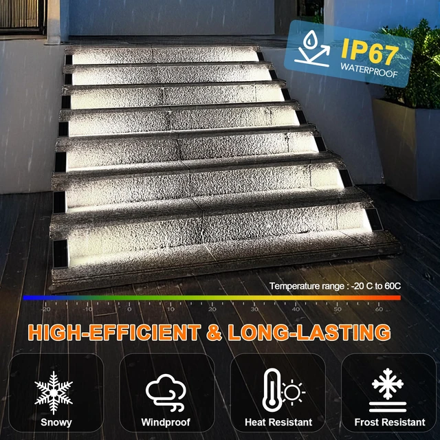 Alt view image 3 of 6 - Solar Step Lights - Waterproof Outdoor Decor, IP67 Solar Lights for Yard, Patio, Garden, Walkways, Front Door, Pathway, Driveway (12)