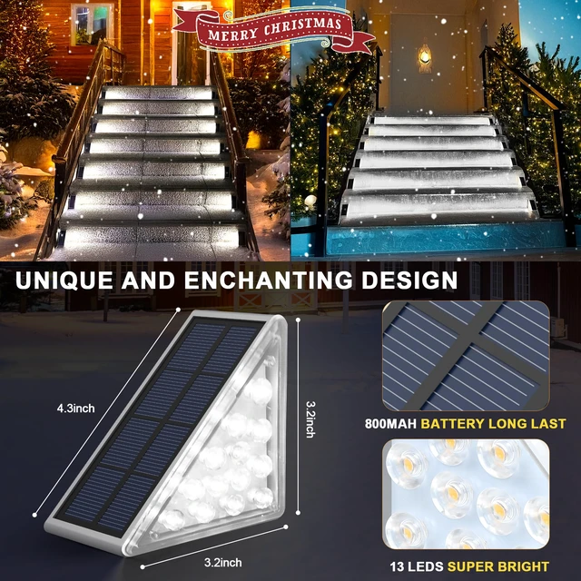 Alt view image 5 of 6 - Solar Step Lights - Waterproof Outdoor Decor, IP67 Solar Lights for Yard, Patio, Garden, Walkways, Front Door, Pathway, Driveway (12)