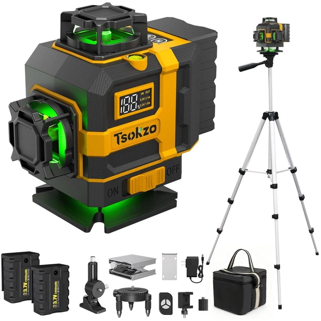Main image of Cross Laser Level - 360° Self Leveling Laser for Tile, Picture Hanging, Home Renovation, Indoor Project (Dark Yellow)