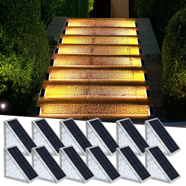 Alt view image 2 of 7 - LED Solar Step Lights Waterproof Outdoor Stair Lights, Warm White Solar Deck Lights IP67 Solar Decoration Lights for Yard, Patio, Garden, Walkways, Front Door, Pathway, Driveway, Porch 12 Pack