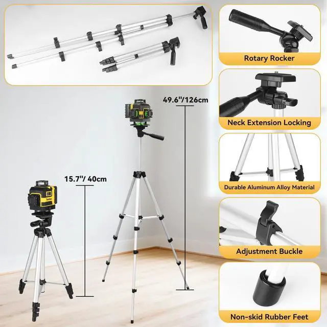 Alt view image 4 of 7 - Cross Laser Level - 360° Self Leveling Laser for Tile, Picture Hanging, Home Renovation, Indoor Project (Dark Yellow)