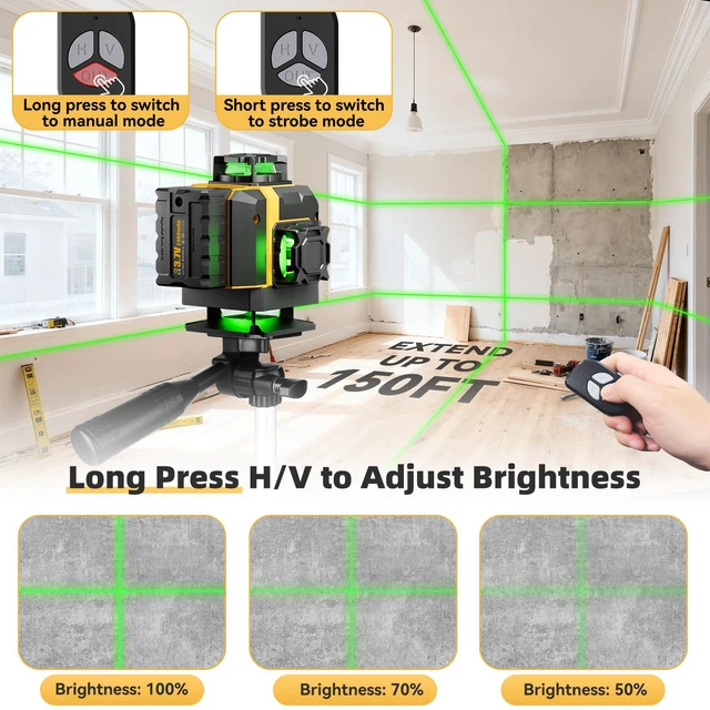 Alt view image 5 of 7 - Cross Laser Level - 360° Self Leveling Laser for Tile, Picture Hanging, Home Renovation, Indoor Project (Dark Yellow)