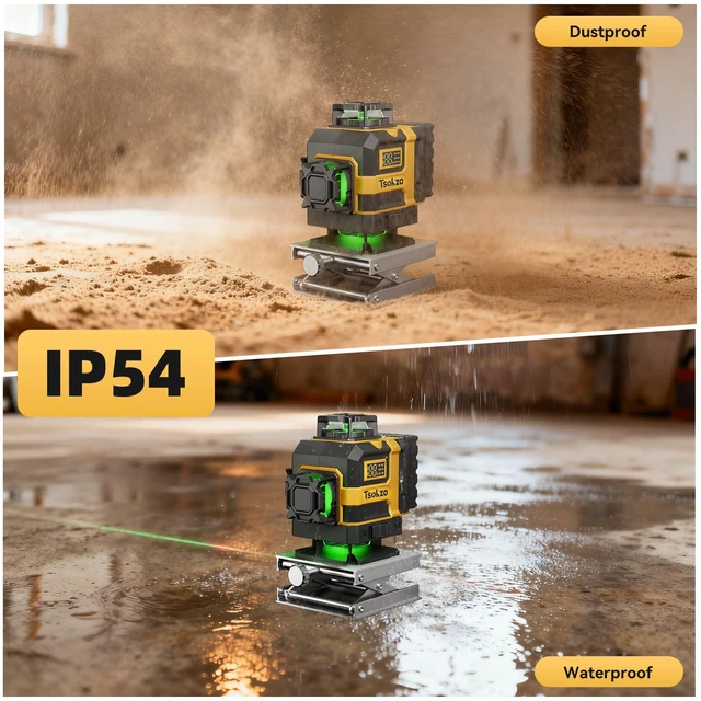 Alt view image 7 of 7 - Cross Laser Level - 360° Self Leveling Laser for Tile, Picture Hanging, Home Renovation, Indoor Project (Dark Yellow)