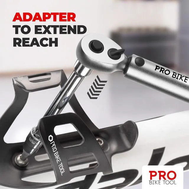 Alt view image 4 of 7 - Bike Torque Wrench Set - 1/4 Inch Drive, 2.2-16.9 Nm 20-150 in-lb, Allen & Torx Bits, Extension Bar, Protective Storage Case