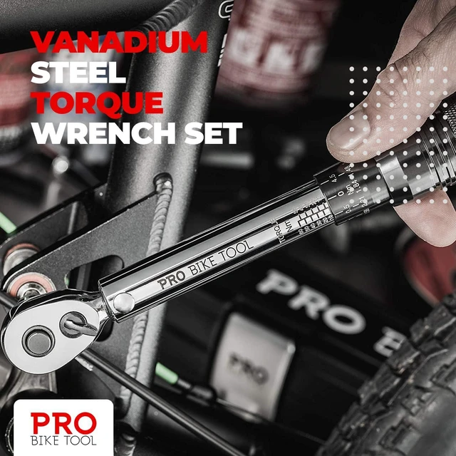 Alt view image 2 of 7 - Bike Torque Wrench Set - 1/4 Inch Drive, 2.2-16.9 Nm 20-150 in-lb, Allen & Torx Bits, Extension Bar, Protective Storage Case