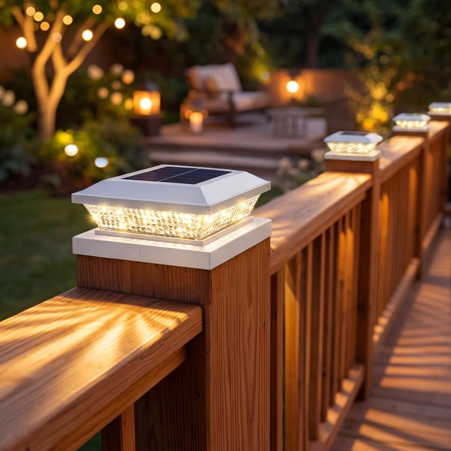 Alt view image 7 of 7 - 4x4 Solar Post Cap Lights Outdoor 4 Pack, Waterproof Solar Fence Light for Wooden/Vinyl Post, 2 Color Outside Deck Patio Porch Decor, White
