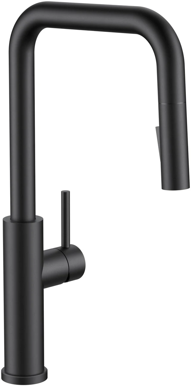 Main image of Kitchen Faucet with Pull Down Sprayer, Black High U-Spout Lead-Free, Single Handle, Stainless Steel Sink Faucet, 1 or 3 Hole Deck Mount for RV Bar Farmhouse Laundry Outdoor