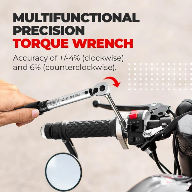 Alt view image 7 of 7 - Bike Torque Wrench Set - 1/4 Inch Drive, 2.2-16.9 Nm 20-150 in-lb, Allen & Torx Bits, Extension Bar, Protective Storage Case