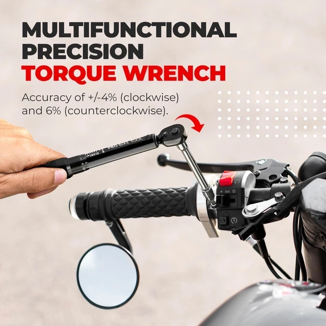 Alt view image 7 of 7 - Bike Torque Wrench Set - 1/4 Inch Drive, 2.2-16.9 Nm 20-150 in-lb, Allen & Torx Bits, Extension Bar, Protective Storage Case