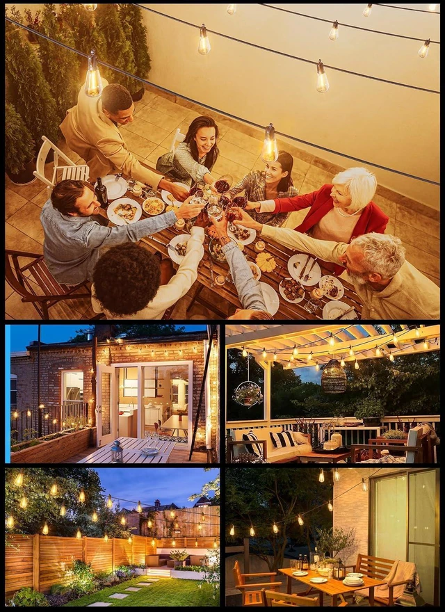 Alt view image 7 of 7 - 78FT Solar String Lights Outdoor, 35+1 Shatterproof LED Bulbs Waterproof, Remote Control, Dimmable, Timer, 3 Light Modes, Up to 26H Runtime for Backyard, Patio and Party Decor
