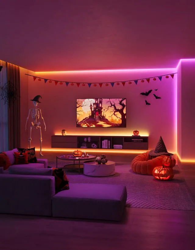Alt view image 2 of 7 - 9.8ft COB LED Strip Light Pro, RGBICW Light with Warm White, WiFi Work with Alexa, Google Assistant and Matter, Smart Strip Lights, LED Lights for Bedroom, Color Changing