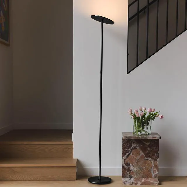 Alt view image 6 of 7 - Sky LED Floor lamp, Torchiere Super Bright Floor Lamp for Living Rooms & Offices - Dimmable, Tall Standing Lamp for Bedroom Reading - Black Chrome