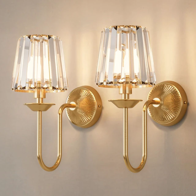 Main image of Gold Battery Operated Wall Sconces Set of Two, Crystal Wireless Rechargeable Wall Lights with Remote, Dimmable 3 CCT and 12 RGB Cordless Wall Lamps for Bedroom Living Room Hallway Decor