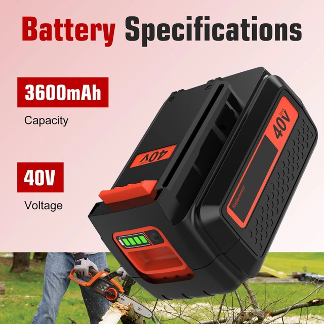 Alt view image 2 of 7 - 1 Pack LBX2040 3.6Ah Replacement for Black Decker 40V Battery and Charger Compatible with Black and Decker 40 Volt Max Battery LBX2040 LBXR36 LBXR2036 LST540 LCS1240 LBX1540 LST136W 40V Tool (Orange)