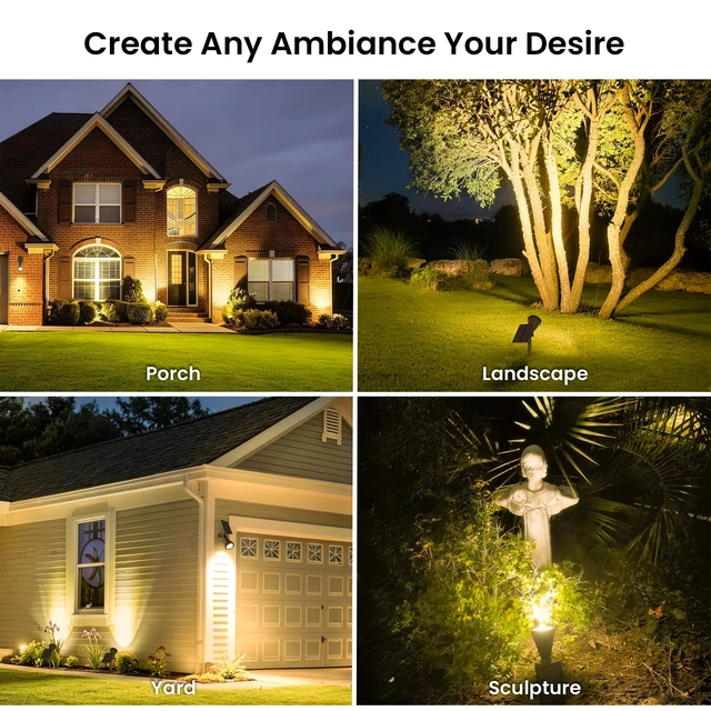 Alt view image 5 of 7 - 8 Pack Solar Spot Lights Outdoor Waterproof with Focus Beam Solar SpotLights for Flag Tree, 2 Lighting Modes, Solar Landscape Lights for Yard Garden Lawn Pathway, Warm White
