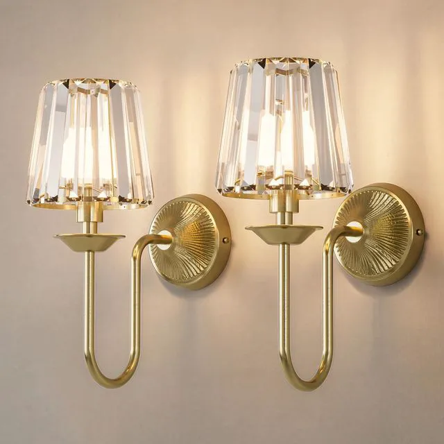 Main image of Brass Battery Operated Wall Sconces Set of Two, Crystal Wireless Rechargeable Wall Lights with Remote, Dimmable 3 CCT and 12 RGB Cordless Wall Lamps for Bedroom Living Room Hallway Decor