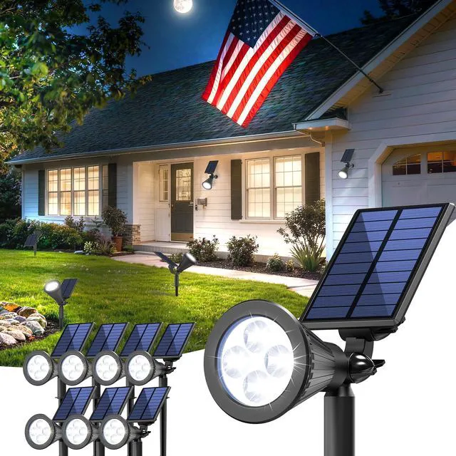 Main image of 8 Pack Solar Spot Lights Outdoor Waterproof with Focus Beam Solar SpotLights for Flag Tree, 2 Lighting Modes, Solar Landscape Lights for Yard Garden Lawn Pathway, Cool White