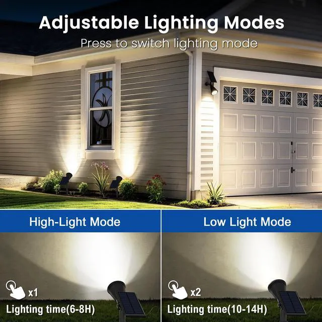 Alt view image 3 of 7 - 6 Pack Solar Spot Lights Outdoor Waterproof with Focus Beam Solar SpotLights for Flag Tree, 2 Lighting Modes, Solar Landscape Lights for Yard Garden Lawn Pathway, Cool White
