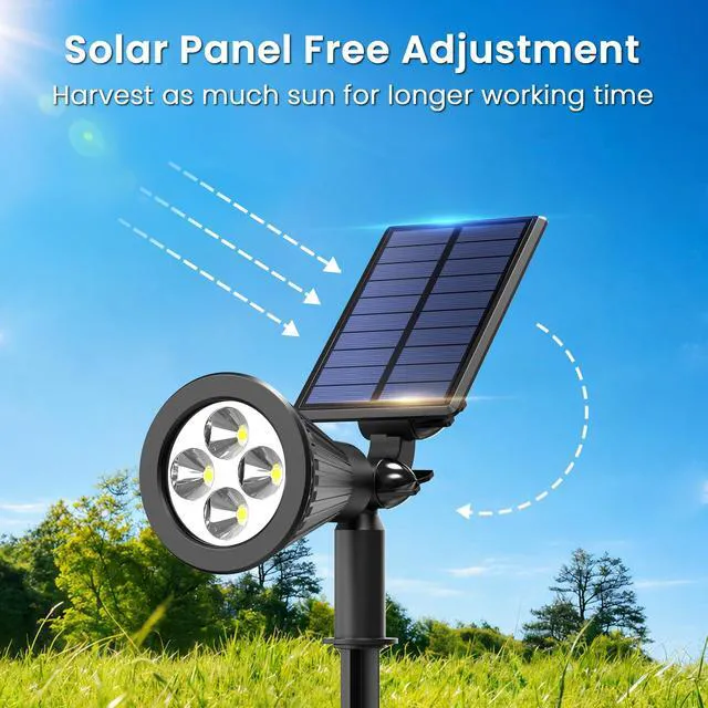 Alt view image 4 of 7 - 6 Pack Solar Spot Lights Outdoor Waterproof with Focus Beam Solar SpotLights for Flag Tree, 2 Lighting Modes, Solar Landscape Lights for Yard Garden Lawn Pathway, Cool White