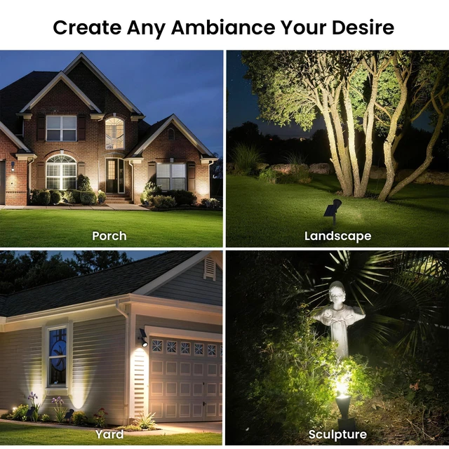 Alt view image 5 of 7 - 6 Pack Solar Spot Lights Outdoor Waterproof with Focus Beam Solar SpotLights for Flag Tree, 2 Lighting Modes, Solar Landscape Lights for Yard Garden Lawn Pathway, Cool White