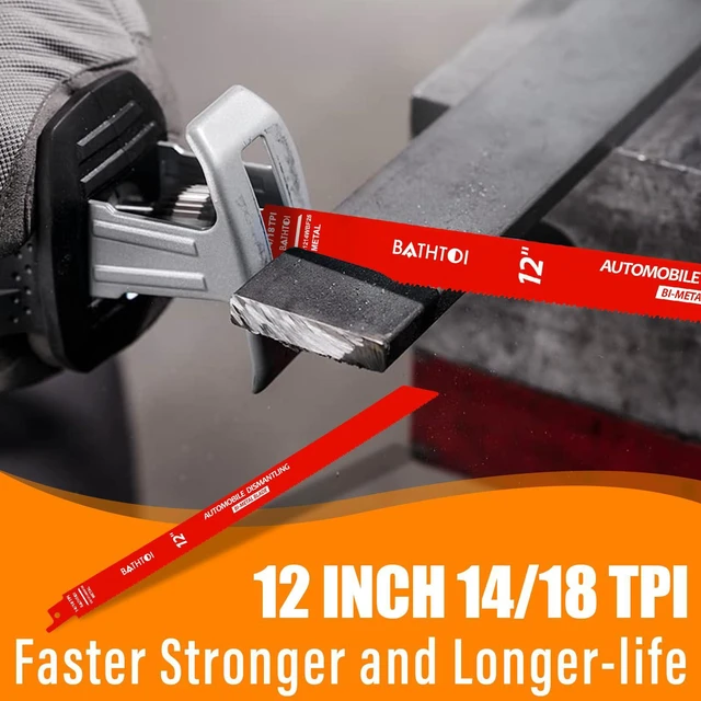 Alt view image 3 of 7 - 25 Pack 12 Inch 14/18 Tpi Reciprocating Saw Blades for Metal Cutting for Automobile Dismantling, Bi-Metal Sawzall Blades, Dual Tooth Design, with 8% Cobalt, Longer Life & Faster Cutting Speed