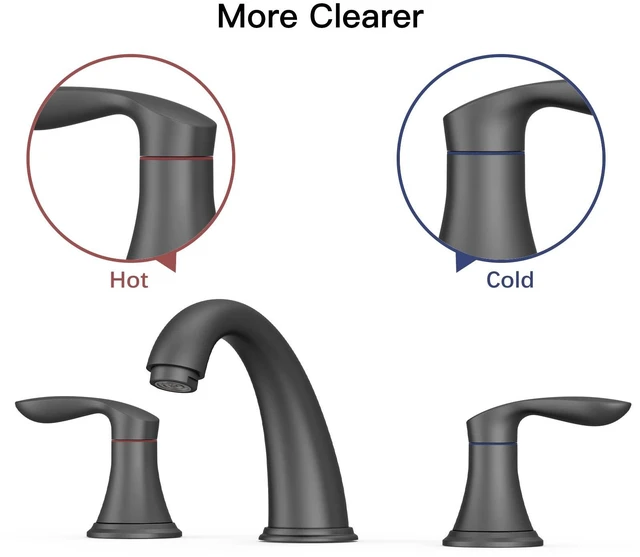 Alt view image 4 of 6 - Bathroom Sink Faucet, Faucet for Bathroom Sink, Widespread Matte Black Bathroom Faucet 3 Hole with Plastic Pop Up Drain and cUPC Lead-Free Hose - (Matte Black)