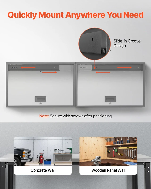 Alt view image 4 of 7 - Metal Wall Cabinet, 30.31 x 12.01 x 19.69 Inch, Floating Garage Tool Cabinet with Up-Flip Door and Shelf, 240 lbs Load Capacity, Fit for Garage, Basement, Kitchen, Warehouse Assembly Required