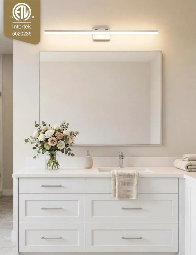 Alt view image 2 of 7 - Modern Bathroom Vanity Light 39.4 inch, Rotatable, 34W Dimmable 5CCT Led Bathroom Light Fixture Over Mirror, Brushed Nickel Bar Vanity Light for Bathrooms Mirror Restroom-ETL Certificated