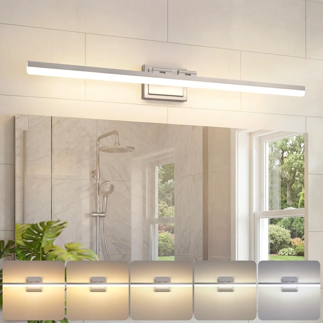 Main image of Modern Bathroom Vanity Light 39.4 inch, Rotatable, 34W Dimmable 5CCT Led Bathroom Light Fixture Over Mirror, Brushed Nickel Bar Vanity Light for Bathrooms Mirror Restroom-ETL Certificated