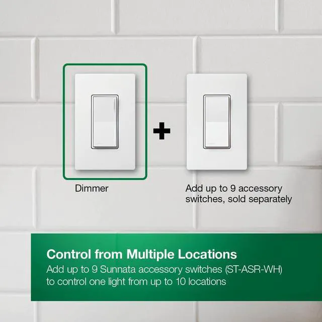 Alt view image 3 of 7 - Sunnata LED+ Dimmer Switch, Touch Dimmer, Single Pole/3-way For Dimmable LEDs, flicker-free dim, broad compatibility, easy install, no neutral required, STCL-153MS-WH-2, White, 2 Pack