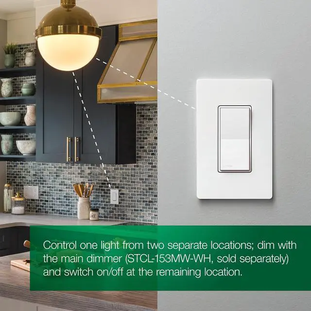 Alt view image 2 of 7 - Sunnata LED+ Dimmer Switch, Touch Dimmer, Single Pole/3-way For Dimmable LEDs, flicker-free dim, broad compatibility, easy install, no neutral required, STCL-153MS-WH-2, White, 2 Pack