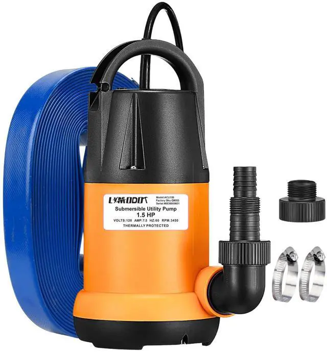 Main image of Sump Pump Submersible With 25Ft. Hose, Submersible Pump, 25Ft Cord, 4000GPH 1.5HP Water Pump Submersible With 25ft. Hose Kit, Utility Pump, Sump Pump with 25Ft Cord For Pools, Garden Ponds, Basement