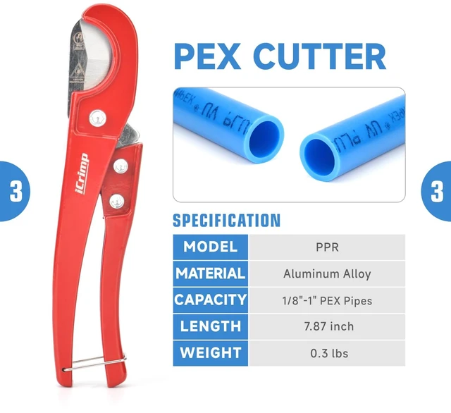Alt view image 4 of 7 - PCKIT-1234PS PEX Crimping Tool Kit with PEX Tubing Cutter, PEX Crimper, PEX Removal Tool for 1/2-in and 3/4-in PEX Copper Crimp Rings