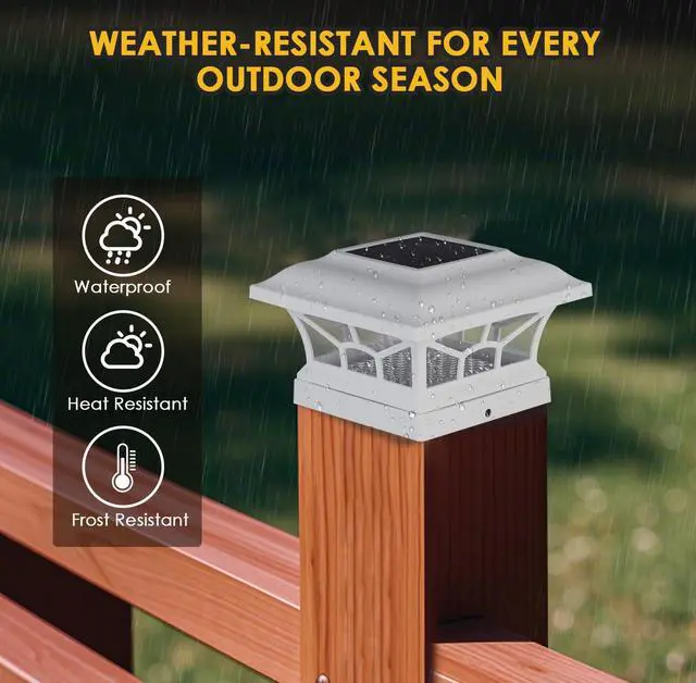 Alt view image 6 of 7 - 8 Pack Solar Post Cap Lights Outdoor Waterproof, Dual Light, White Fits 4x4, 5x5, 6x6 Wooden & Vinyl Posts,Warm & Cool White Light Modes, Fence Deck Post Lights,Edison-style bulb