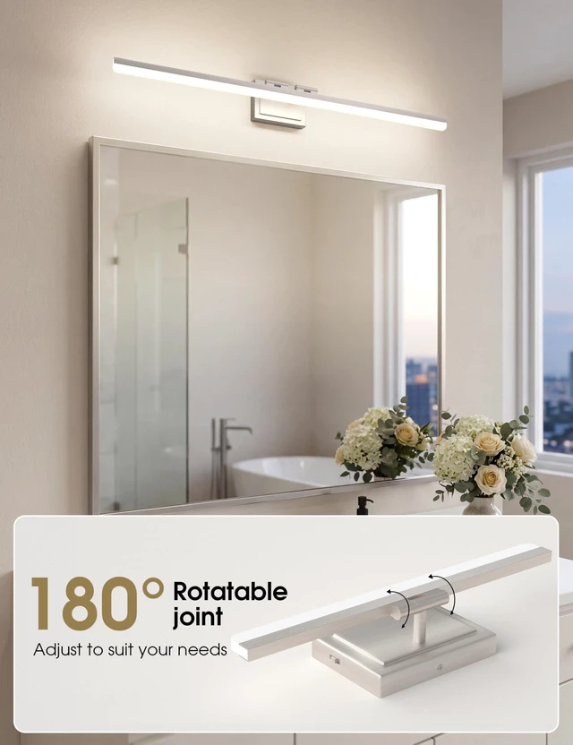 Alt view image 6 of 7 - Modern Bathroom Vanity Light 39.4 inch, Rotatable, 34W Dimmable 5CCT Led Bathroom Light Fixture Over Mirror, Brushed Nickel Bar Vanity Light for Bathrooms Mirror Restroom-ETL Certificated