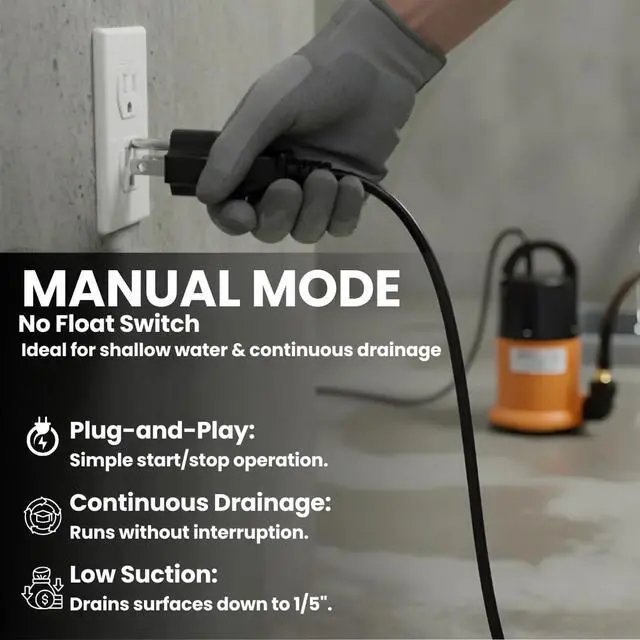 Alt view image 6 of 7 - Sump Pump Submersible With 25Ft. Hose, Submersible Pump, 25Ft Cord, 4000GPH 1.5HP Water Pump Submersible With 25ft. Hose Kit, Utility Pump, Sump Pump with 25Ft Cord For Pools, Garden Ponds, Basement