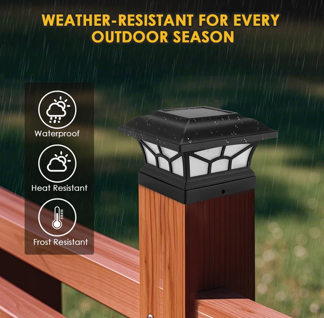 Alt view image 7 of 7 - 4 Pack Solar Post Cap Lights Outdoor, Flickering Flame & Warm White Fits 4x4, 5x5, 6x6 Wooden & Vinyl Posts,Fence Deck Post Lights,Edison-style bulb