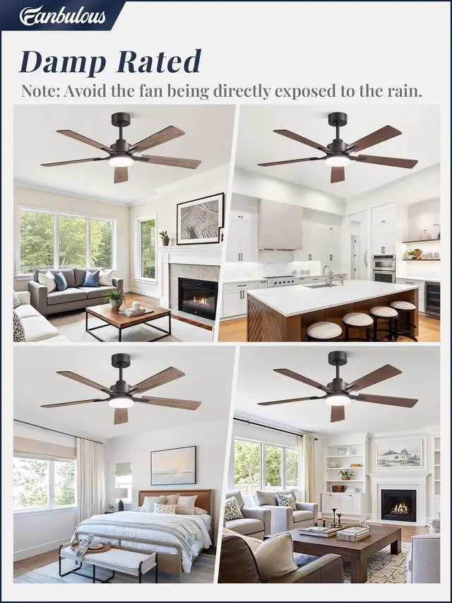 Alt view image 7 of 7 - 52 Inch Ceiling Fans with Lights DC Motor, Remote & APP Control Dimmable, 3CCT, 6 Speed, Memory Function, Timer, Dual-Sided Reversible Blade, Flat/Sloped Ceiling, Living Room, Covered Patio